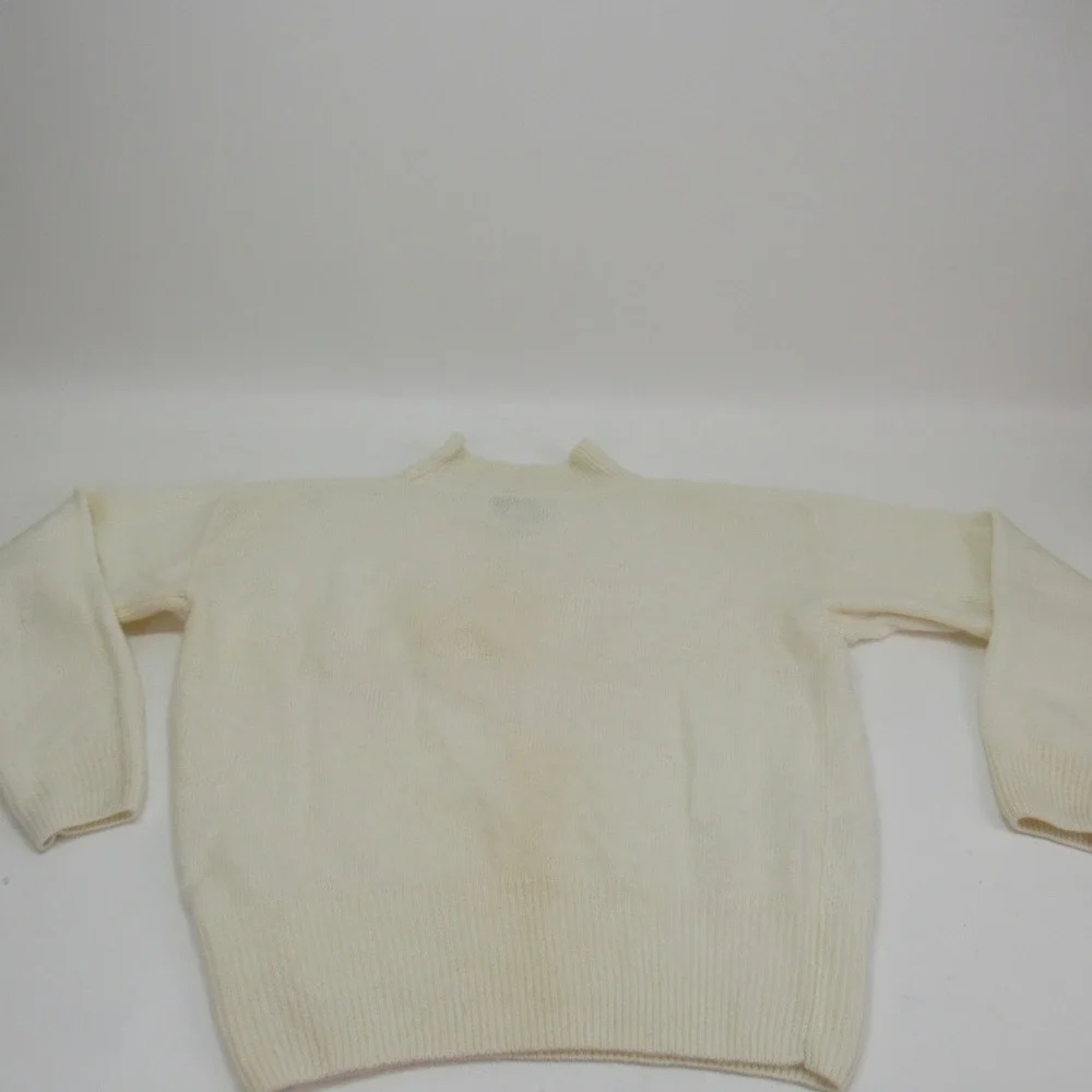 Nell Flowers Womens Angora‎ Lambswool Blend Sweater Cream Floral  - M